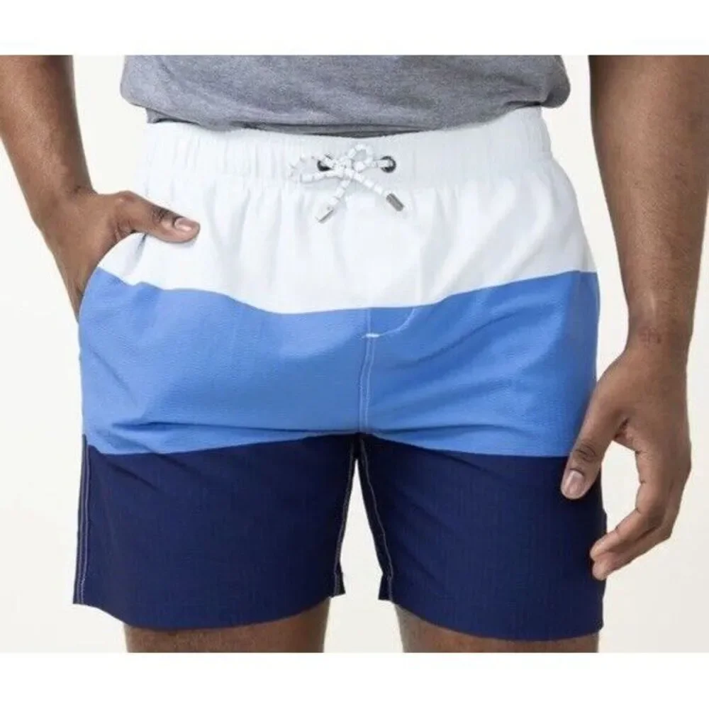 NWT‎ Simply Southern Men's Blue Tri-color Mesh Lined Swim Shorts XL